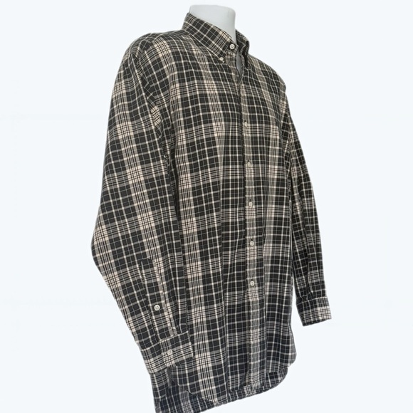 Ralph Lauren Vintage Plaid Long Sleeve Button Down Shirt. Black and Beige Size-M - Picture 8 of 16